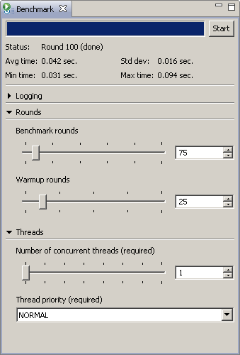 Lingo3G Document Clustering Workbench Benchmark view